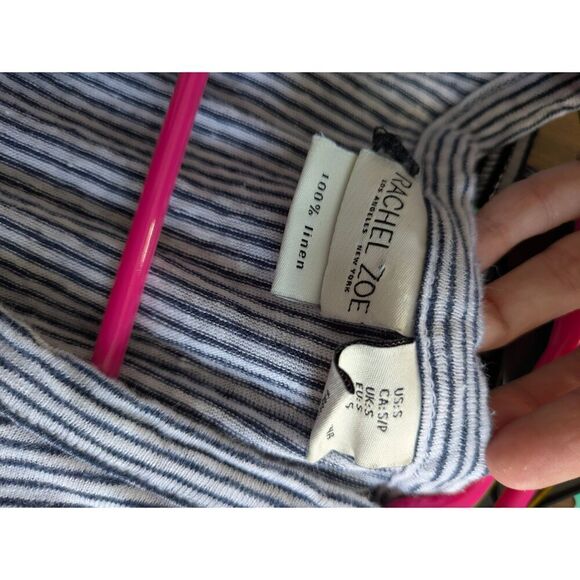 Rachel Zoe Striped Tie Front Sleeveless Linen Blouse - Picture 3 of 4